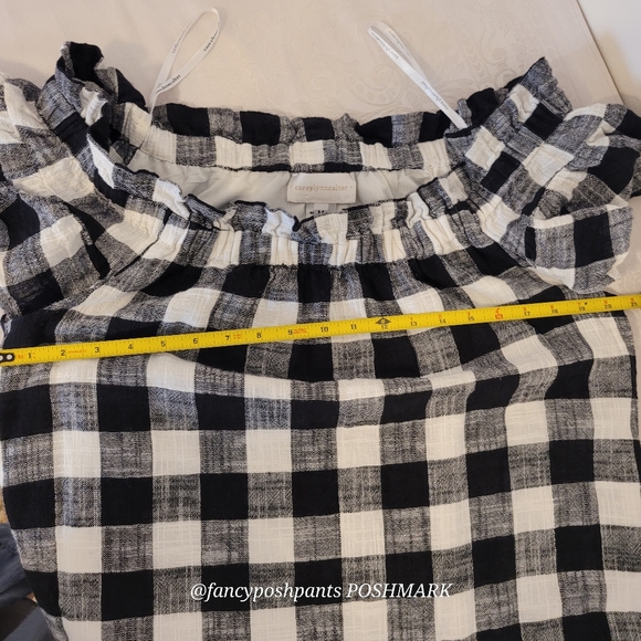 ANTHRO Corey Lynn Calter bloggers fav! off-shoulder gingham summer dress pockets - Picture 12 of 17